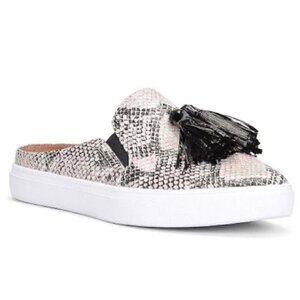 Donald J Pliner Pauly Slip On Snake Embossed Sneaker Slides Shoes Tassels Sz 8.5